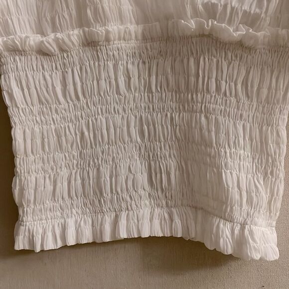 Idem Ditto white gauzy boho V neck with Puffed sleeves S - Picture 2 of 13